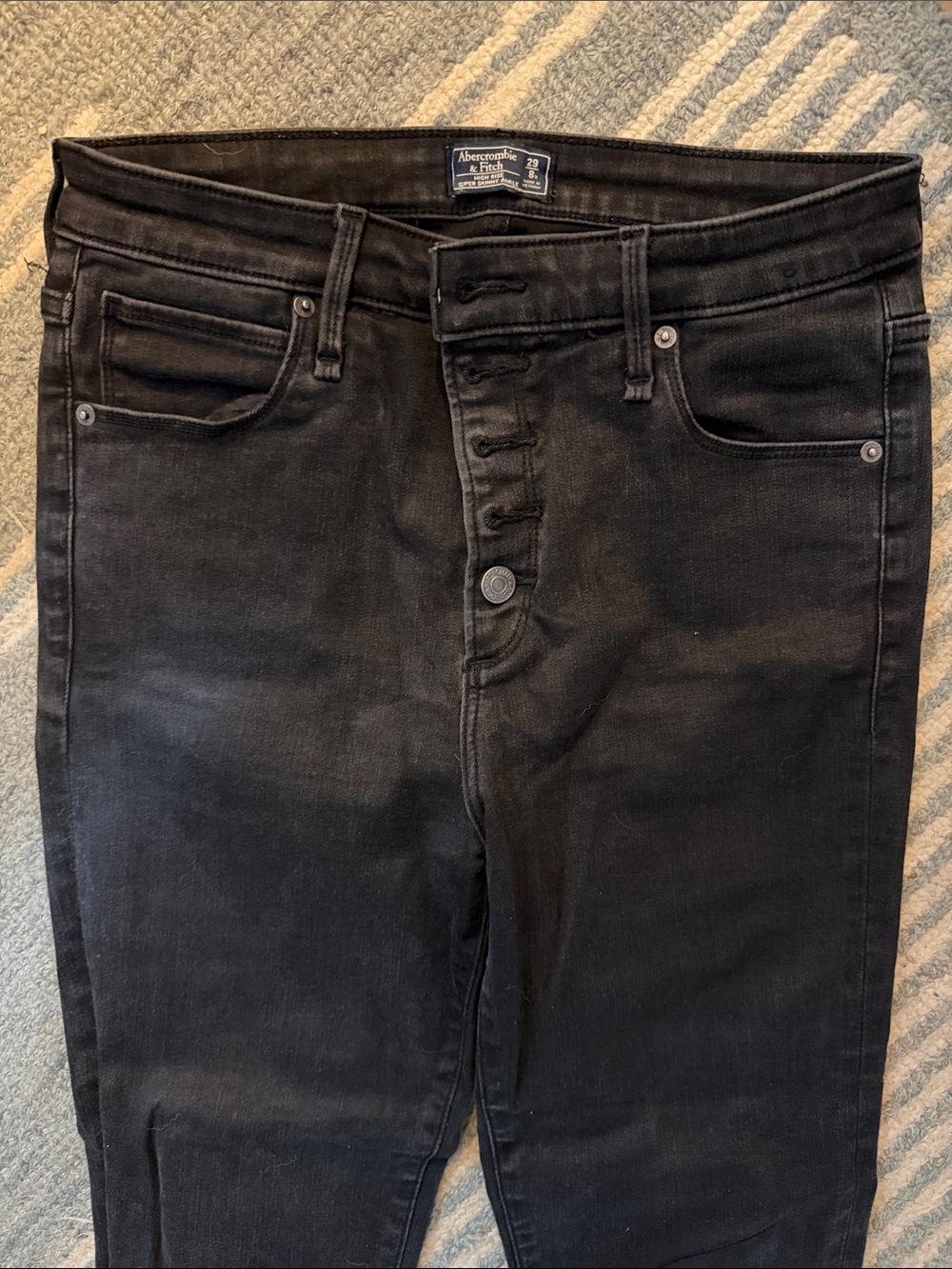 Abercrombie & Fitch Men’s Black Skinny Jeans with Button Fly